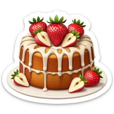 Strawberry poundcake with strawberries apple emoji  sticker