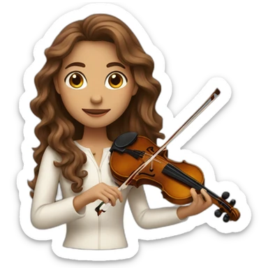 A female with long wavy brown hair plays violin sticker