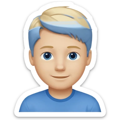 Blonde hair blue eyed boy wearing am sticker