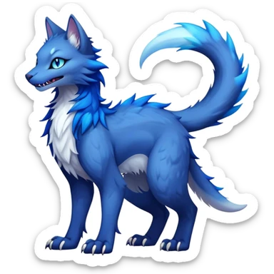 Kawaii dark vibrant edgy fantasy ethereal feline-vernid-sergal-fursona animal creature with a tufted tail full body sticker