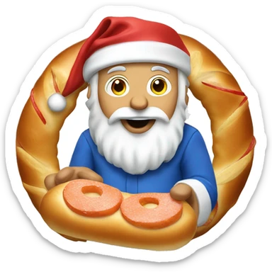Jewish Santa eating a bagel with lox sticker
