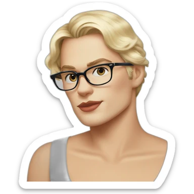 Henry Cavill kiss blond woman wearing glasses, with very short hair sticker