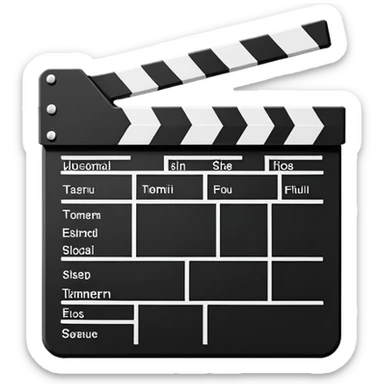 ultra minimal movie slate, simplified to basic shapes, iconic film clapperboard reduced to essential elements sticker
