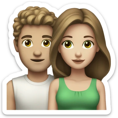 Pale couple with brown hair green eyes sticker