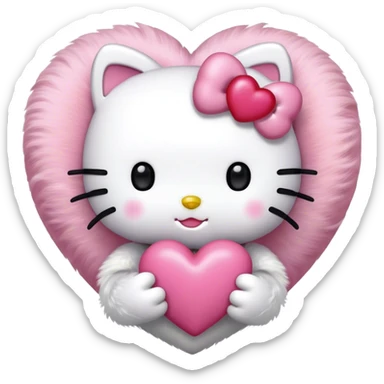 Hello kitty holding pink heart sticker