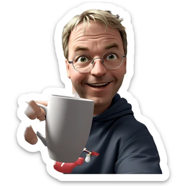 smiling boy holding a cup sticker