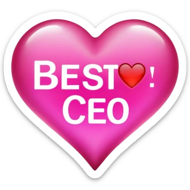 glowing matte transparent heart with text "Best CEO" sticker