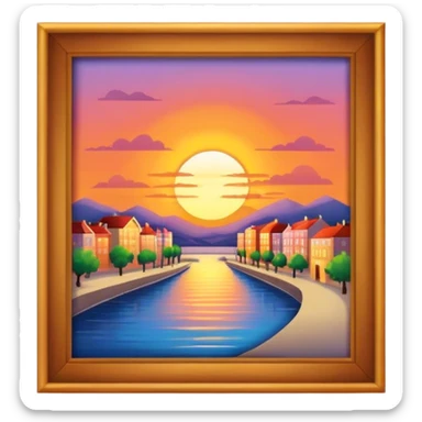 Sunset in town  sticker