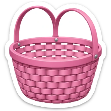 Pink heart shaped basket with handles  sticker