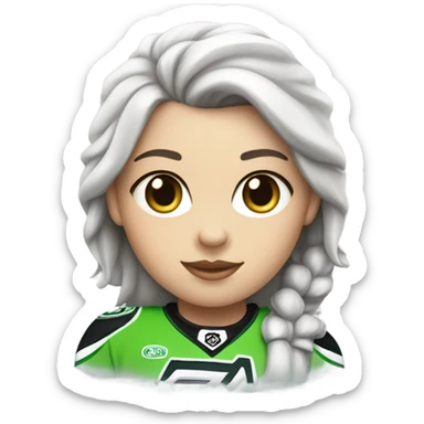 White Girl ice Hockey player neon green sticker