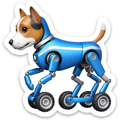 Very fast and jumping Boston dynamics police robotic beagle Sherlock robodog with off-road wheels  sticker