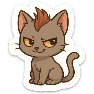 sleek cat with a weird mohawk haircut looking mischievous sticker