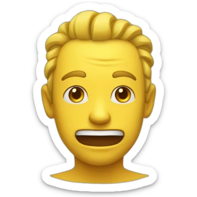 a yellow face holding in a luagh mouth closed eyebrows rusled and SLIGHTLY smileing sticker