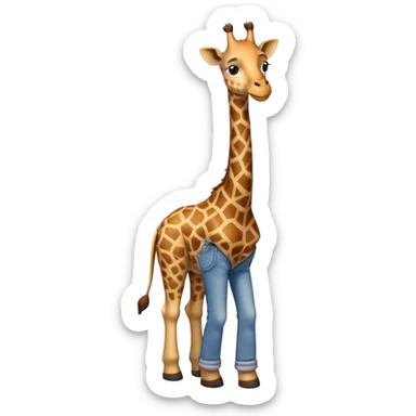 friendly anthropomorphised giraffe in jeans and t-shirt, walking upright sticker