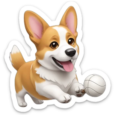 Corgi Playing with a ball sticker