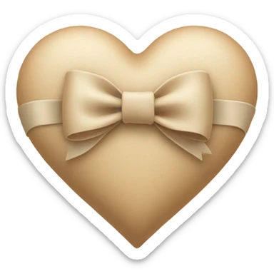 Beige heart with beige bow sticker