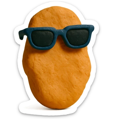 a chicken nugget with sunglasses, claymation style sticker