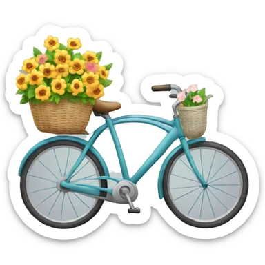 Bicycle with a basket with flowers  sticker