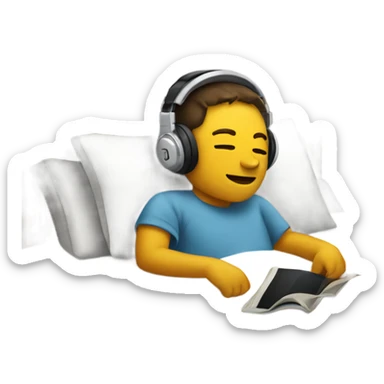 Listening to music in bed with headphones on sticker