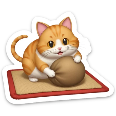 a cat with a bat hitting a fat rat under a mat sticker