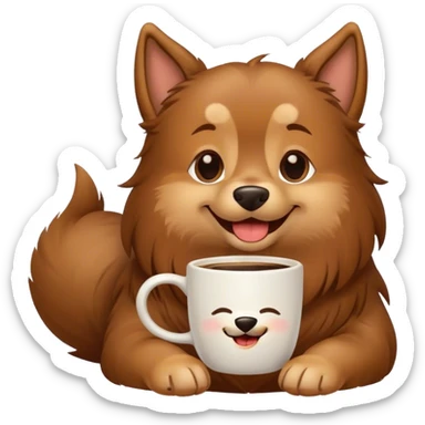 Dog waking up to coffee saying good morning sticker