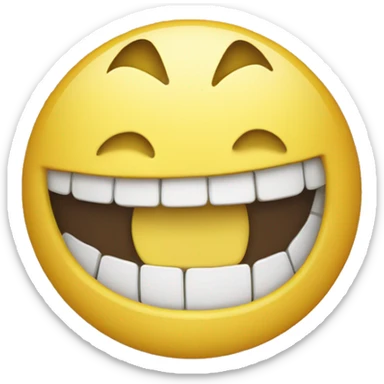 Smiling emoji with yellow bone in its mouth.  sticker
