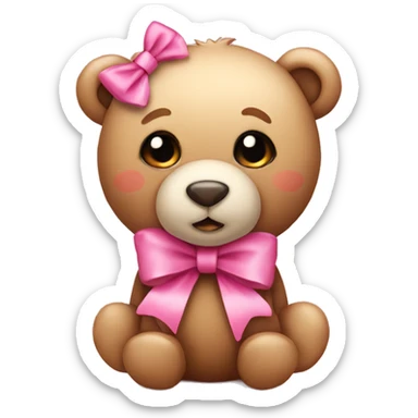 cute teddy bear with pink bow sticker
