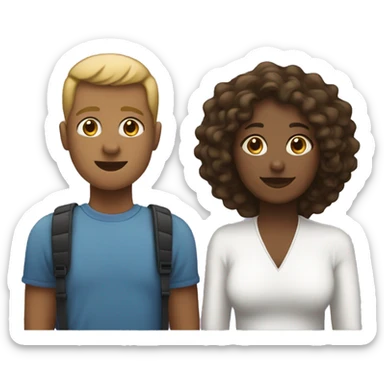 Trisal Couple of three people one black women, one white women and a white man sticker