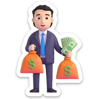 accountant with money bags sticker