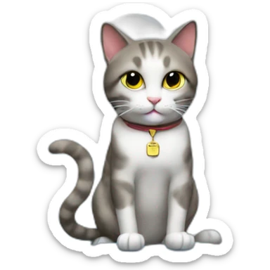 cat secretary sitting on top of the cloud sticker