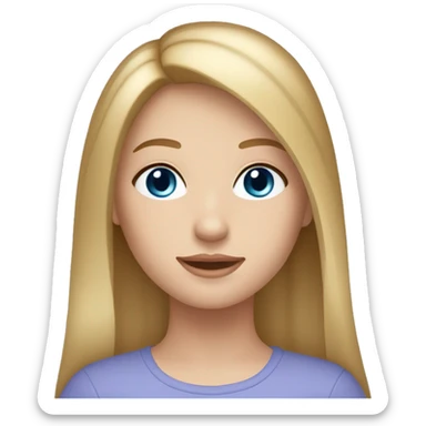 girl with pale face and FRECKLES, blue eyes, long straight light brown hair with blonde highlights and curtain bangs sticker