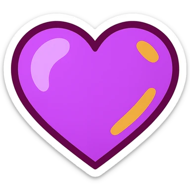 purple heart, vibrant toon style, bright colors, no text, transparent background sticker