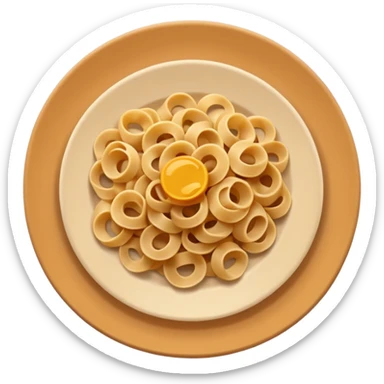 European cuisine humanless avatar in modern emoji-style illustration. Plate with pasta and bread, neutral warm colors, simple shapes, flat design, elegant and friendly. sticker