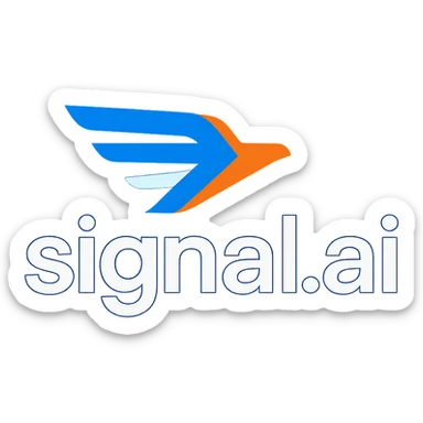 logo for signal.ai, a dashboard for first responders, modern and tech-inspired, includes the text 'signal.ai' with a dynamic symbol representing speed and assistance, bold energetic colors, professional look sticker