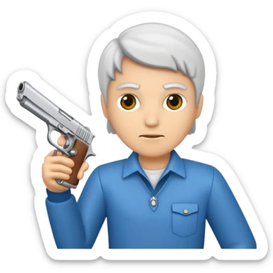 Un persona Blanco una gora de lado y una pistola sticker