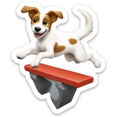 Agility dog jumping over anvil sticker