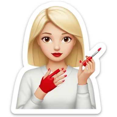 mulher loira pintando unhas sticker