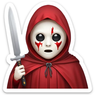 make a ghost face emoji with a cloak on and a bloody knife from the movie scream sticker