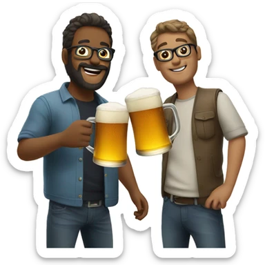 two people clinking glasses of beer sticker