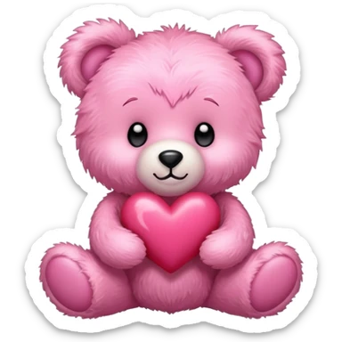 pink cute teddy bear sending hearts and love sticker