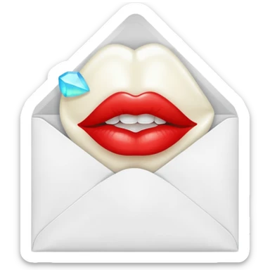 a beautiful loving kiss on it lipstick white opal envelope sticker