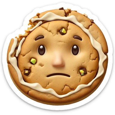 {
    "type": "object",
    "look": "broken cookie man, missing bite, crumbs on edge, front view",
    "description": "a cookie man partially eaten, showing a bite mark and rough crumbs"
  } sticker