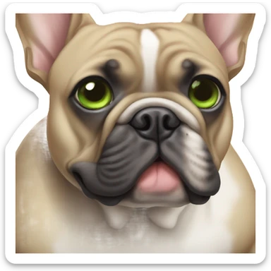 Muriel French bulldog with green eyes thirsty sticker