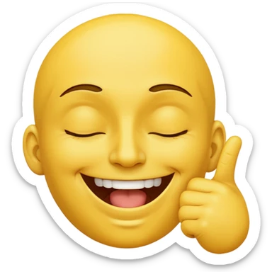 Yellow face smiling while biting index finger sticker