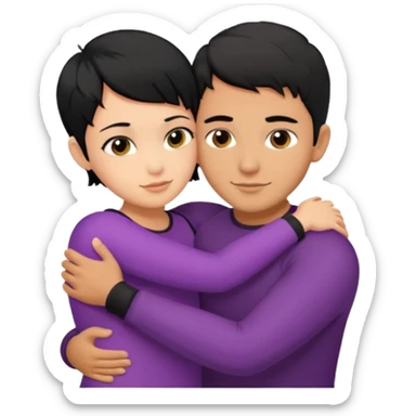Hot latino man hugging girl black hair pixie cut sticker