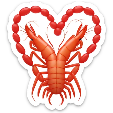 shrimp heart adorned with shrimp garland  sticker