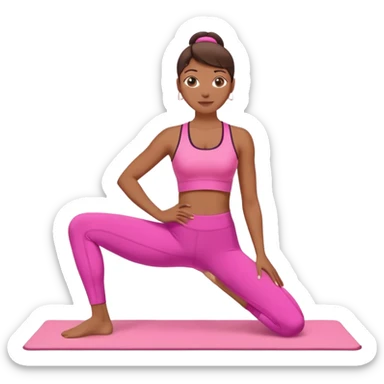medium-skinned woman doing Pilates in pink sportswear sticker