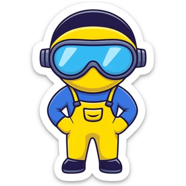 minion from despicable me, yellow character with blue overalls and goggles sticker