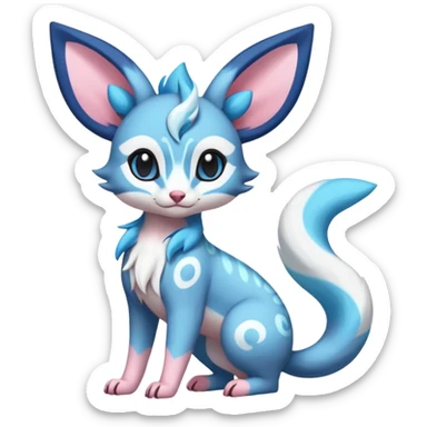 Rare realistic cute adorable epic aesthetic colorful Amaura-Sylveon-Glaceon-Civet-Genet-species-Fakemon-hybrid-creature, with markings, full body sticker