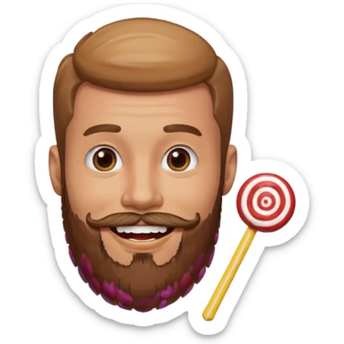 guy with beard made out of candy sticker